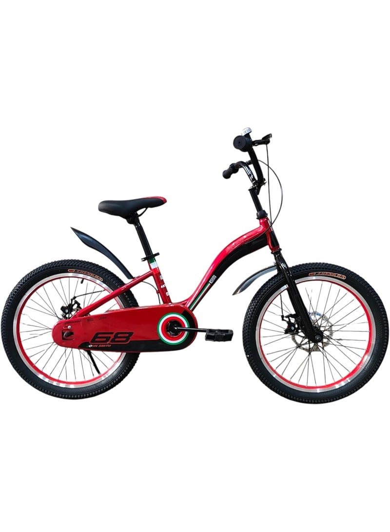 MOHAMED ABO ELGOUKH RF 20 Inch Kids Bike, Steel Frame, Disc Brake, Bicycle For Boys And Girls Age 6 To 10 Years - With Chain Guard And 1 Year Abo ElGoukh And Maxlerz Warranty (Red Color) - Image 1